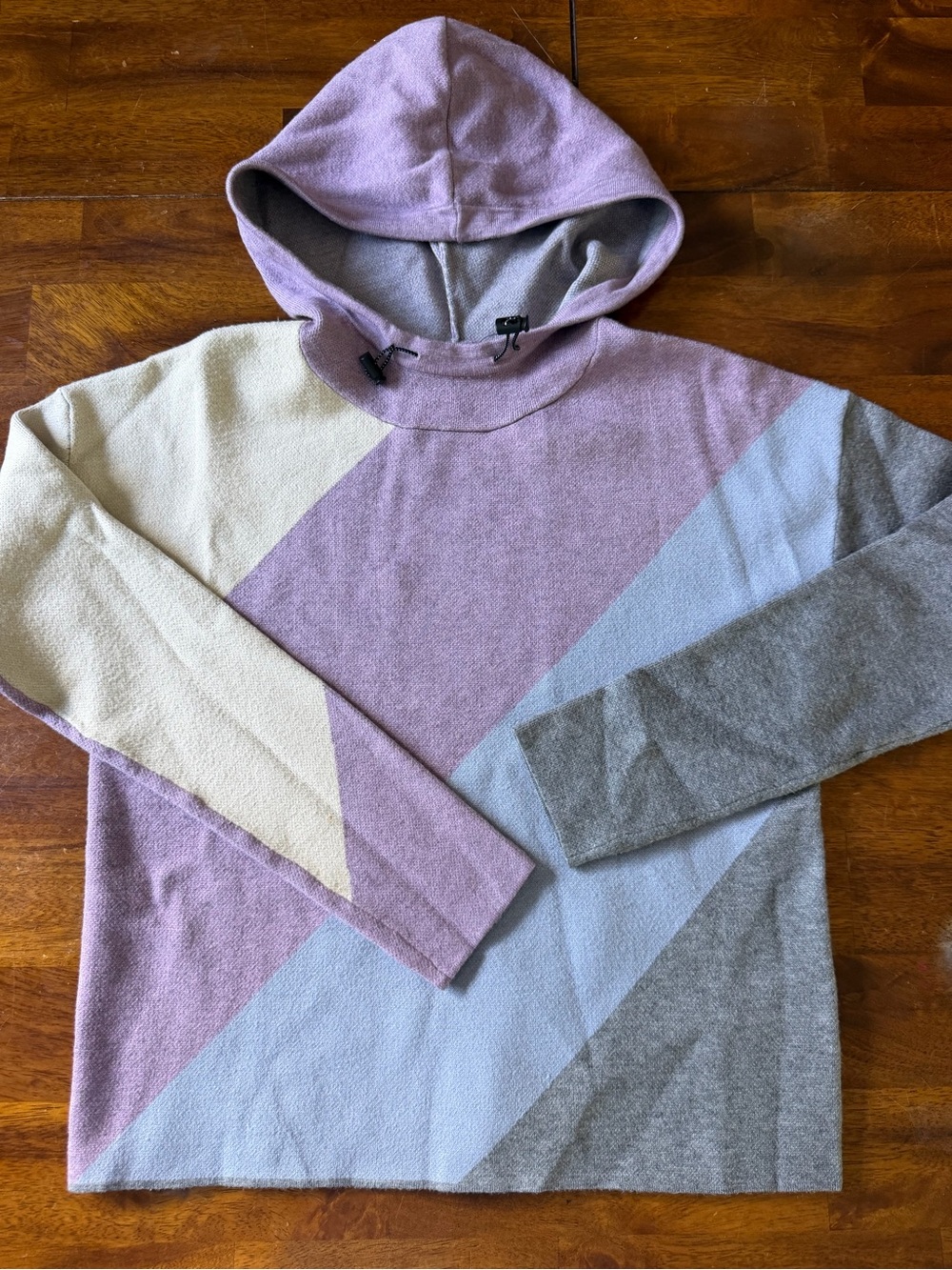 Apres Skyr Sz Small Ultra Soft Hooded Sweater in Lavender, Cream & Gray